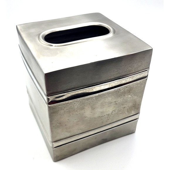 Paradigm Chrome Tissue Box Cover Made in India 5x5x5.5" NEW with Tag - Picture 1 of 8